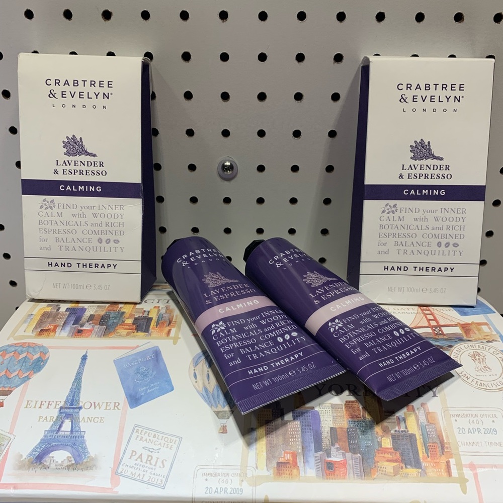 NIB 2 X Crabtree & Evelyn Lavender & Espresso Calming Hand Therapy 3.5 oz.